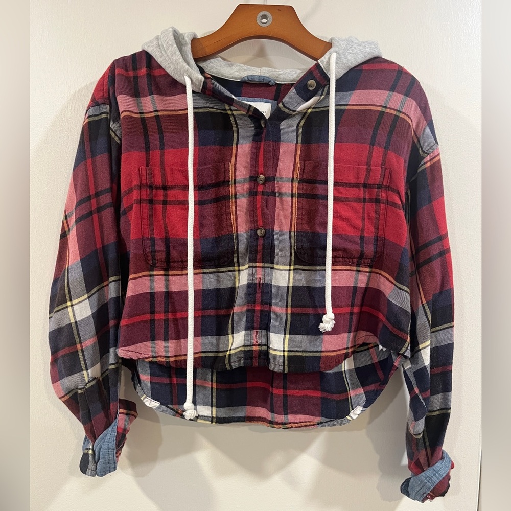 Cropped Hooded Button-down XS